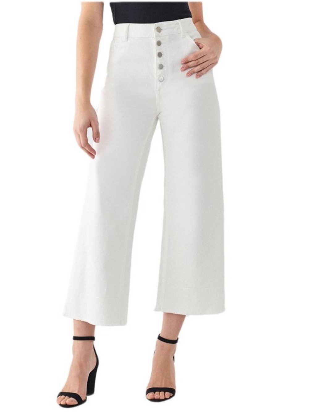 DL1961 Women's Hepburn Button Fly Wide Leg HIGH Rise Vintage Jean White Size 26